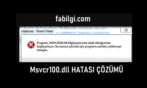 Msvcr100.dll Hatası Nasıl Çözülür %100 Yöntem Yeni 2024