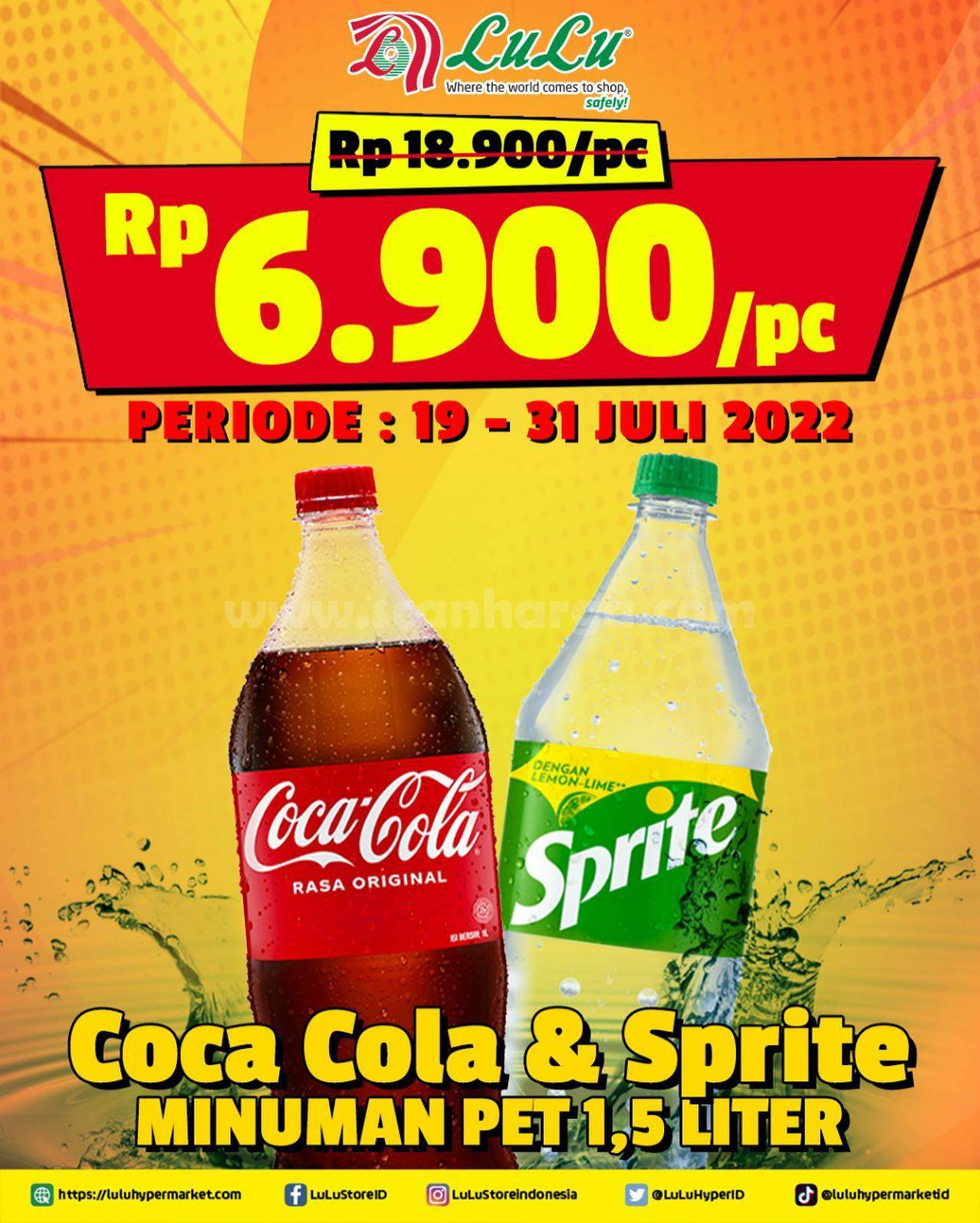 LULU SUPERMARKET Promo Coca Cola / Fanta / Sprite 1,5 Liter - Harga cuma Rp. 6.900,-