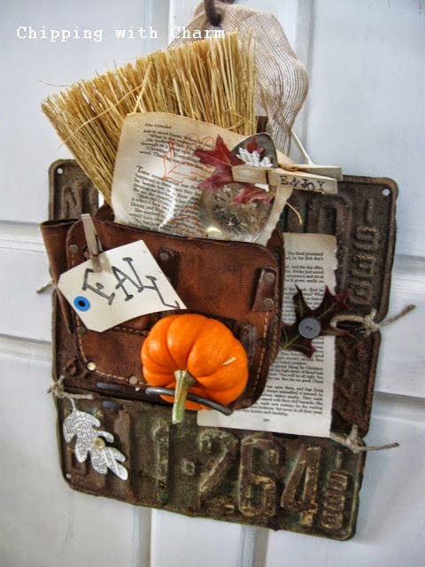 Chipping with Charm: Fall Door Decor 2013...http://chippingwithcharm.blogspot.com/