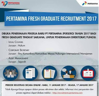 Lowongan Kerja PT. Pertamina Persero Ditutup 17 Januari 2017