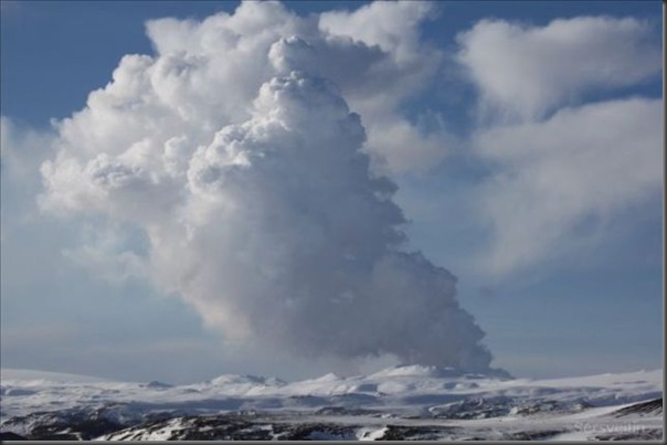 Uma erupção do vulcão islandês