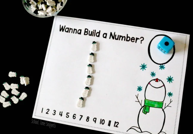 Snowman Mini Eraser Math Printable