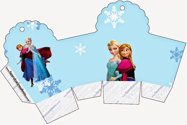 Caja para cupcakes, chocolates o golosinas de Frozen en Navidad Azul.