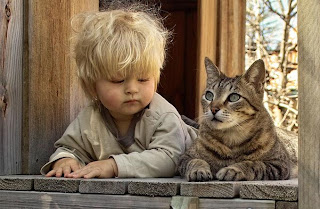 Cute Baby Want Friendship With Cat Image