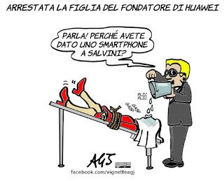 salvini, huawei, smartphone, social, vignetta, satira