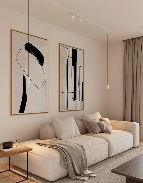sala de estar minimalista com detalhes modernos