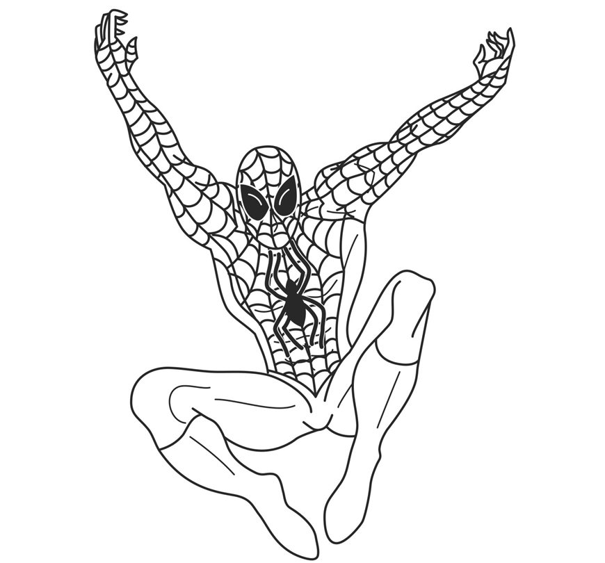 The Printable Spiderman Coloring Drawing Free wallpaper