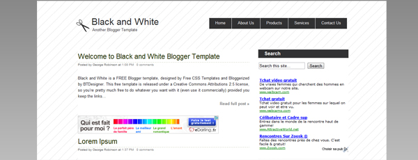 Black and White Blogger Template