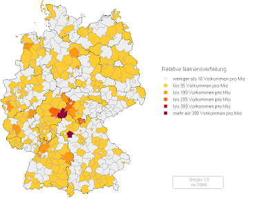 namen in deutschland karte Landkartenblog: Landkarte zeigt Verbreitung von Nachnamen in 