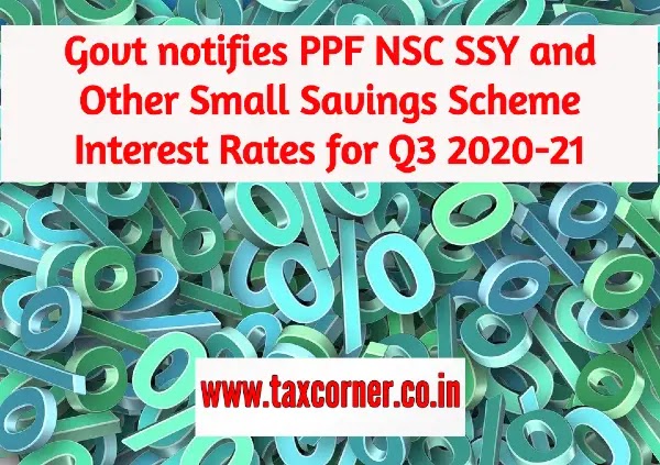 Govt notifies PPF NSC SSY and Other Small Savings Scheme Interest Rates for Q3 2020-21