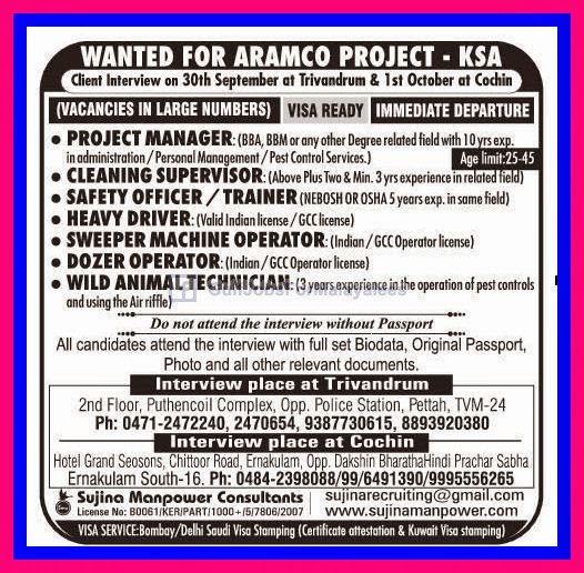 Wanted For Aramco Project, Visa ready, immediate daparture