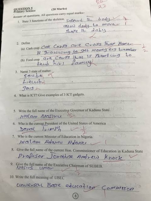 PICTURES: Governor El-Rufai releases teachers’ test papers and they are SHOCKING!!!