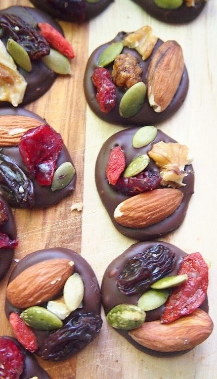 Use 85% dark chocolate, raw nuts, and unsweetened dried cranberries.