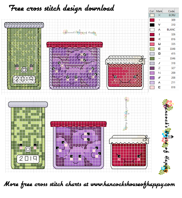 Fall Fair Week! Cute Kawaii Mason Jars Cross Stitch Pattern to Download for Free