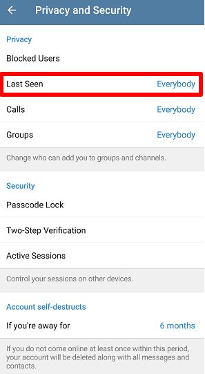 cara menyembunyikan last seen di telegram