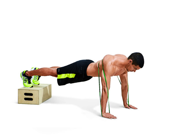 Best Chest Exercises of All Time - 30 Exercise - Band-Resisted Push Up w/ Feet Elevated