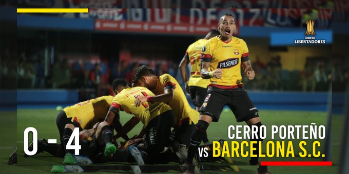Barcelona goleó a Cerro y clasifica a fase de grupo de Copa Libertadores