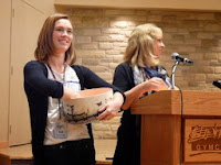 President Lynda Twomey and Syd Sargent making the draw for gifts.