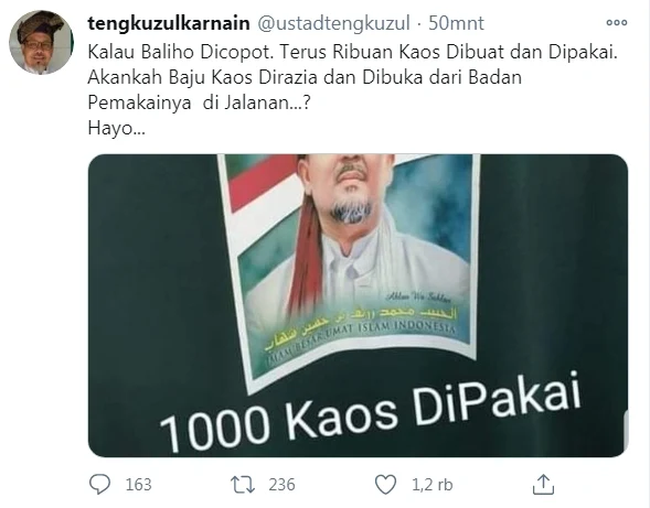 Tengku Zulkarnain: Akankah Baju Kaos Dirazia dan Dibuka dari Badan Pemakainya  di Jalanan...?