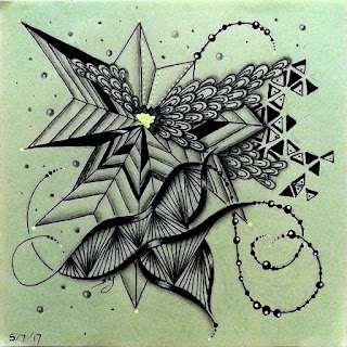 Zentangle Refresher #28 with Patterns: Tripoli, Asian Fans, Mumsy, Beadlines, Afterglo