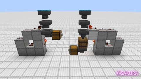 Minecraft　省スペース型壊れない自動仕分け機と通常の自動仕分け機の比較