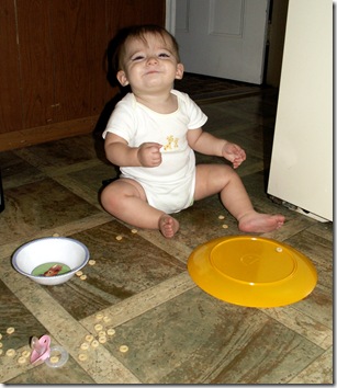 Elaine 8 months dumped cheerios