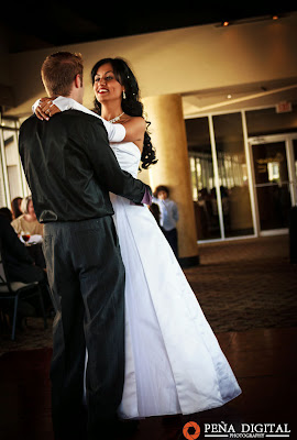 Wedding photograph of couple's first dance.