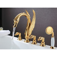  Luxury Swan Contemporary Ceramic Gold Finish Bathtub Mixer
