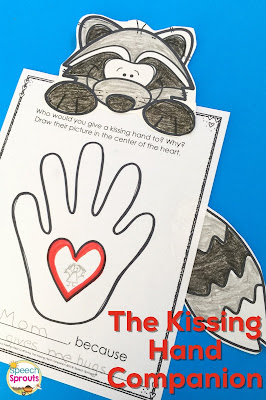Welcome your speech therapy students back to school with The Kissing Hand and a sweet treat too! Freebie and book companion for this beloved story. www.speechsproutstherapy.com