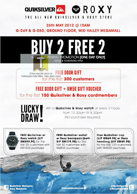 Quiksilver Roxy Buy 2 FREE 2 Offer