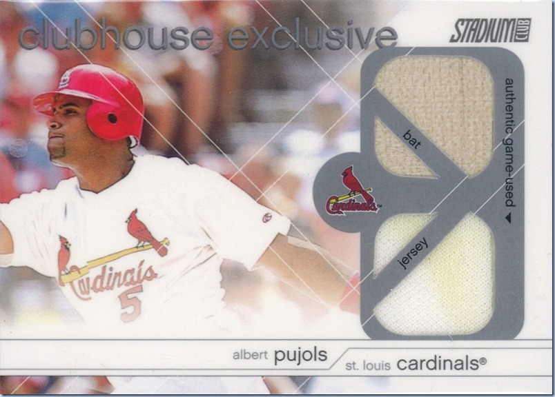 2002 Stadium Club Pujols Dual Bat Jersey 2002 Stadium Club Pujols Dual Bat Jersey