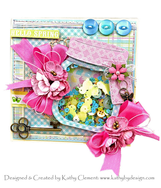 Authentique Springtime Shaker Card by Kathy Clement for Really Reasonable Ribbon