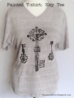 Painted t-shirt design with imprinted keys