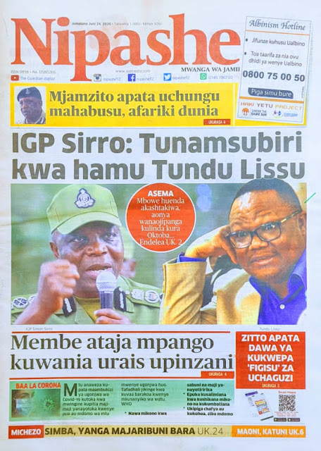 Magazeti ya Tanzania ya leo 24 Juni 2020