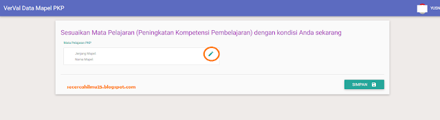 halaman Update VerVal Data Mapel PKP