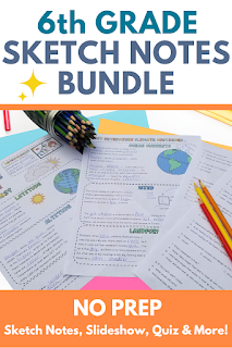 6th grade sketch notes bundle of tpt resources