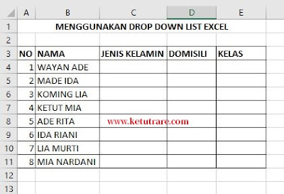 Cara Membuat Drop Down List di Excel