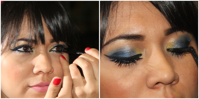 Maquiagem Azul e Amarela com Glitter