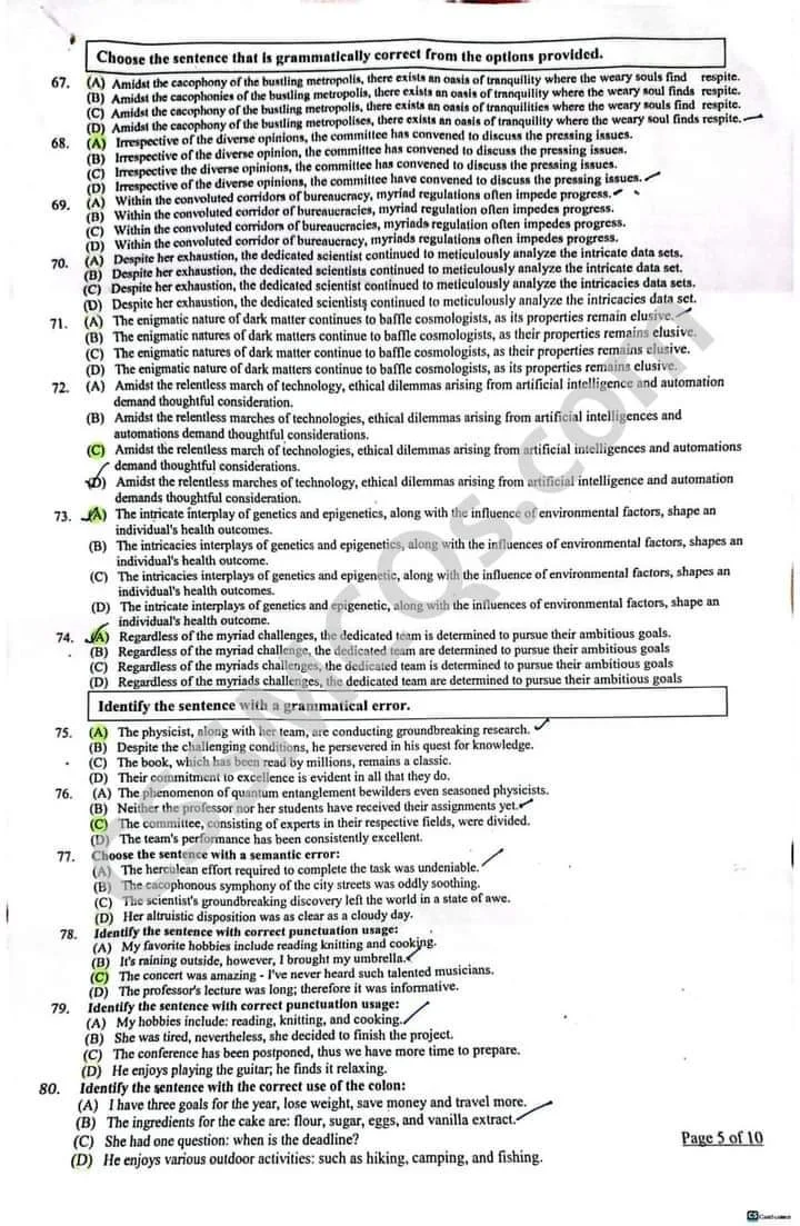 CSS MPT 2024 Paper Solved MCQs with Answers