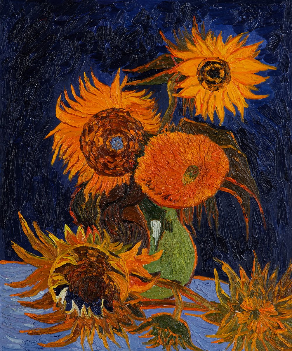 Lukisan Vase with Five Sunflowers tahun 1888
