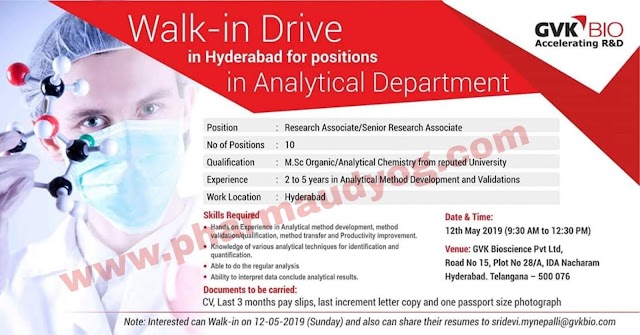 GVK bio | Walk-in interview for Analytical Department | 12th May 2019 | Hyderabad
