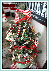 Cottage-Style-Farmhouse-Style-Gingerbread-Candy Canes-Mini-Tree-Breakfast -Nook -Christmas- Decor-From My Front Porch To Yours