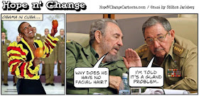 obama, obama jokes, political, humor, cartoon, conservative, hope n' change, hope and change, stilton jarlsberg, cuba, castro, normalization