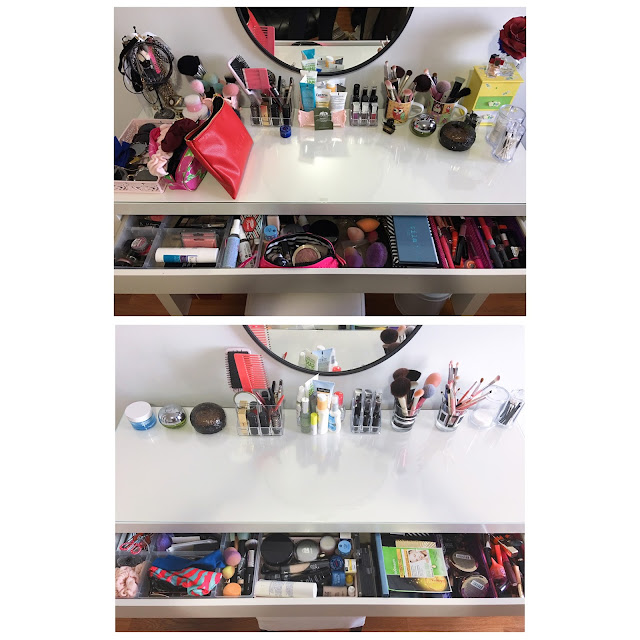 before and after of my vanity 