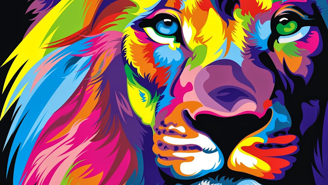Download Free Lion, Face, Artwork. Colors Wallpaper For Hd Desktop, PC, Windows, MAC, Mobiles, Android, Iphones and Tablets. 