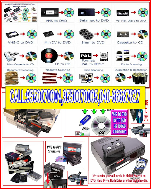 video cassette to dvd conversion in  hyderabad