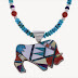 Sterling Silver Multicolor Buffalo Necklace Pendant Set