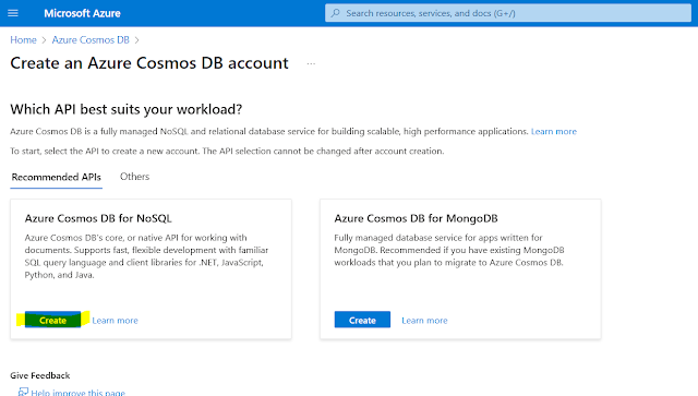 Cosmos NoSQL API creation Cosmos NoSQL API creation