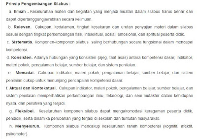 Perinsip-perinsip Pengambangan Silabus, https://gurujumi.blogspot.com/