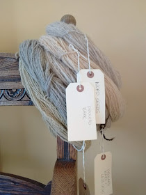 Skeins of wool in very pale shades